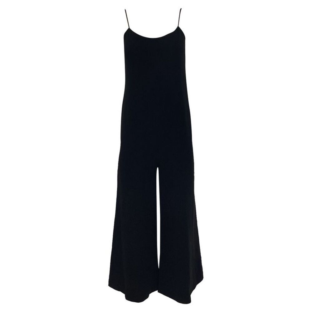 Theory Wide-Leg Sleeveless Jumpsuit in Black Viscose